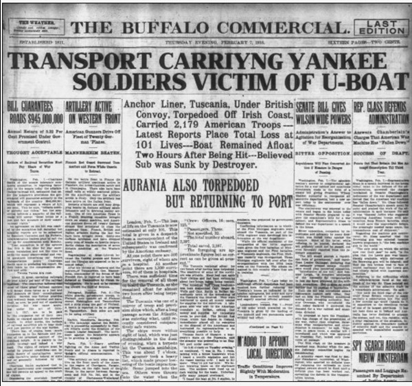 American Newspaper Coverage Of The Loss Of The Tuscania