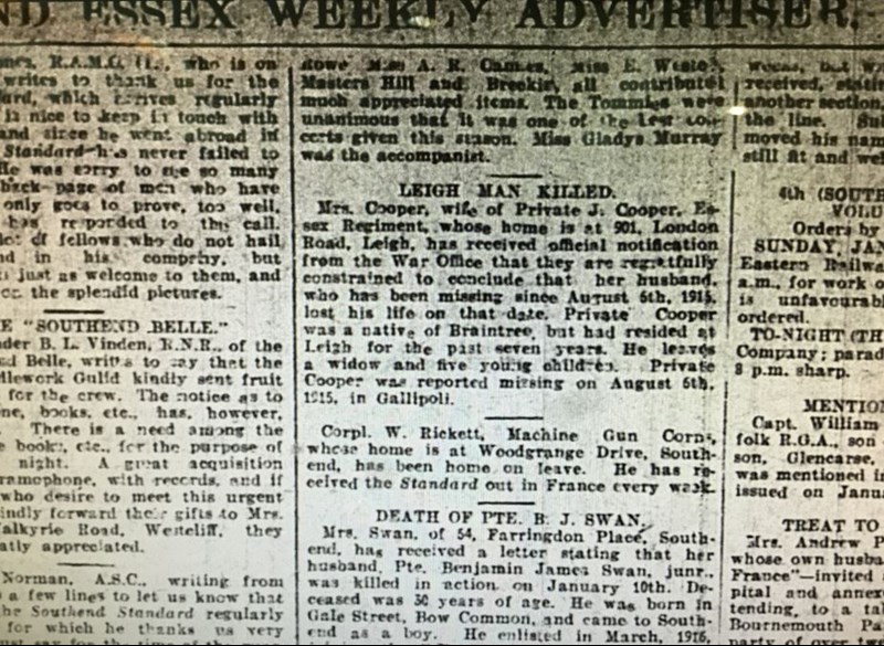 Local newspaper obituary