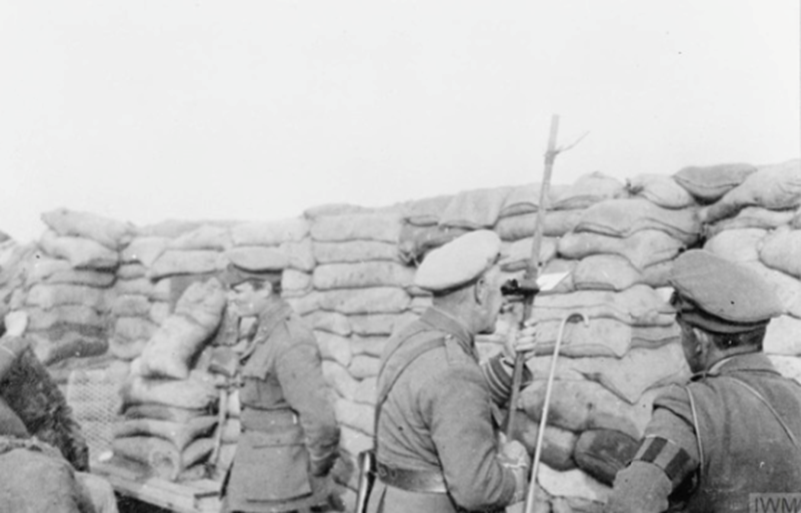 The Commanding Officer Of The 12Th Battalion, Manchester Regiment Visiting 37 Trench, Hill 60, Near Ypres In August 1915