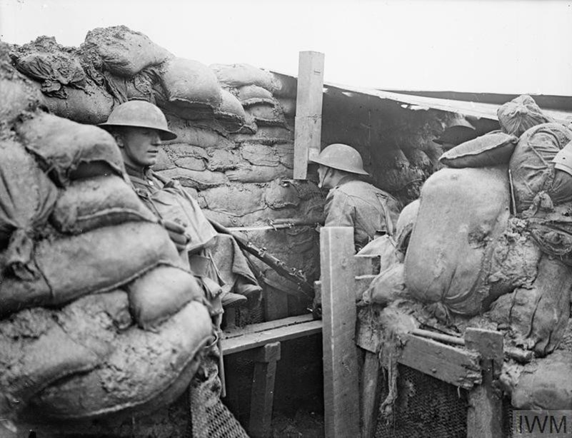 Sentry In A Trench Looking Through A Box Periscope (IWM Q4654)