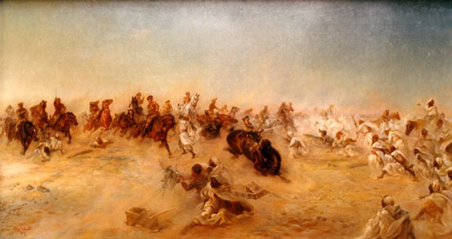 Lady Butler’S Painting Of The Charge Of The Dorset Yeomanry.