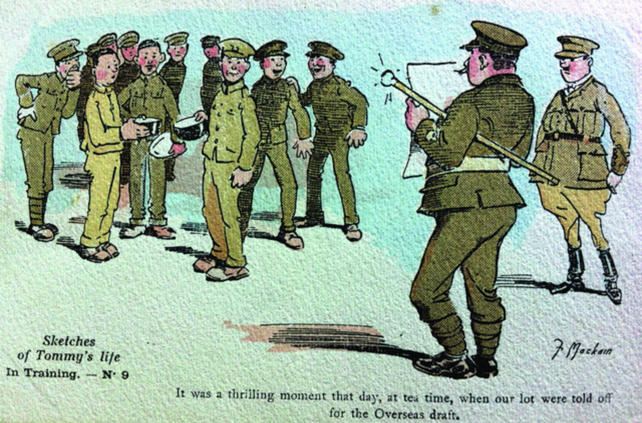 Postcard Showing A Typical Draft Receiving News Of Their Deployment
