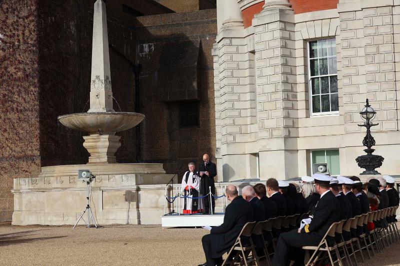 Commander Stew Kilby Speaks At A Service To Mark 100 Years Since The Unveiling Of The Royal Naval Division Memorial