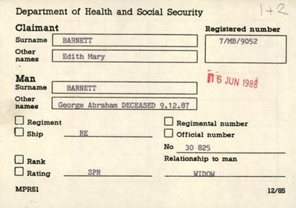 A Card Created By The DHSS In The 1980'S