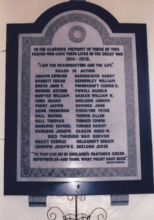 The Memorial In St Anne’S Church Brown Edge