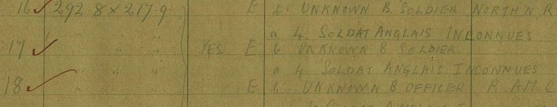 A Portion Of The CWGC’S Exhumation Report Showing An Unknown Officer, RAMC