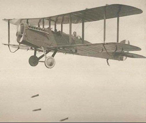 A (U.S. Built) DH 4 Releasing Bombs