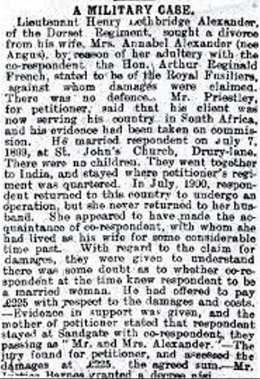 The Divorce In Of May 1902 Of Annabel And Captain Henry Alexander Was Reported In The News Of The World