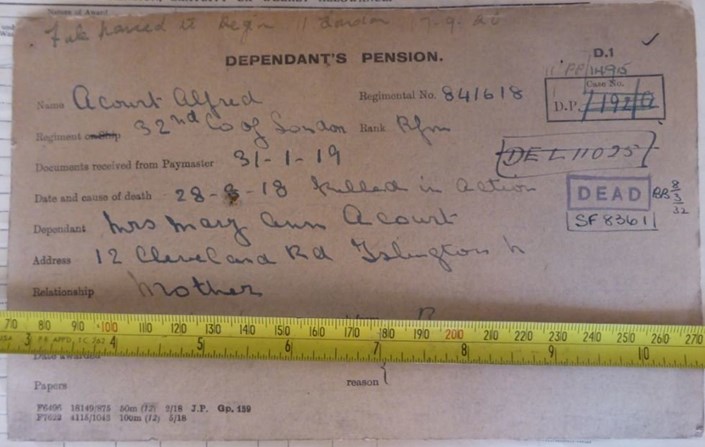 A 'Deceased Soldiers Card'