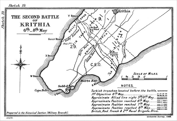 Map Of The Second Battle Of Krithia 6 8 May 1915