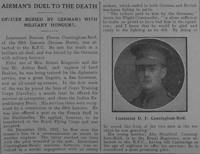 Duncan Flower Cunningham Reid Obituary