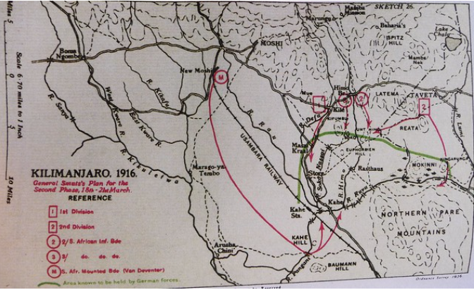 Sketch of the advance behind Kilimanjaro