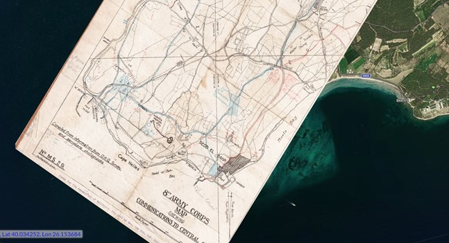 A 'Rear Area' Map (From January 1916) Showing Communications From The Tip Of The Peninsula To The 'Central Area'. This Map Was Used By Gen. The Hon. A.M. Asquith, D.S.O.
