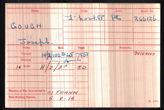 Joseph’S Medal Index Card