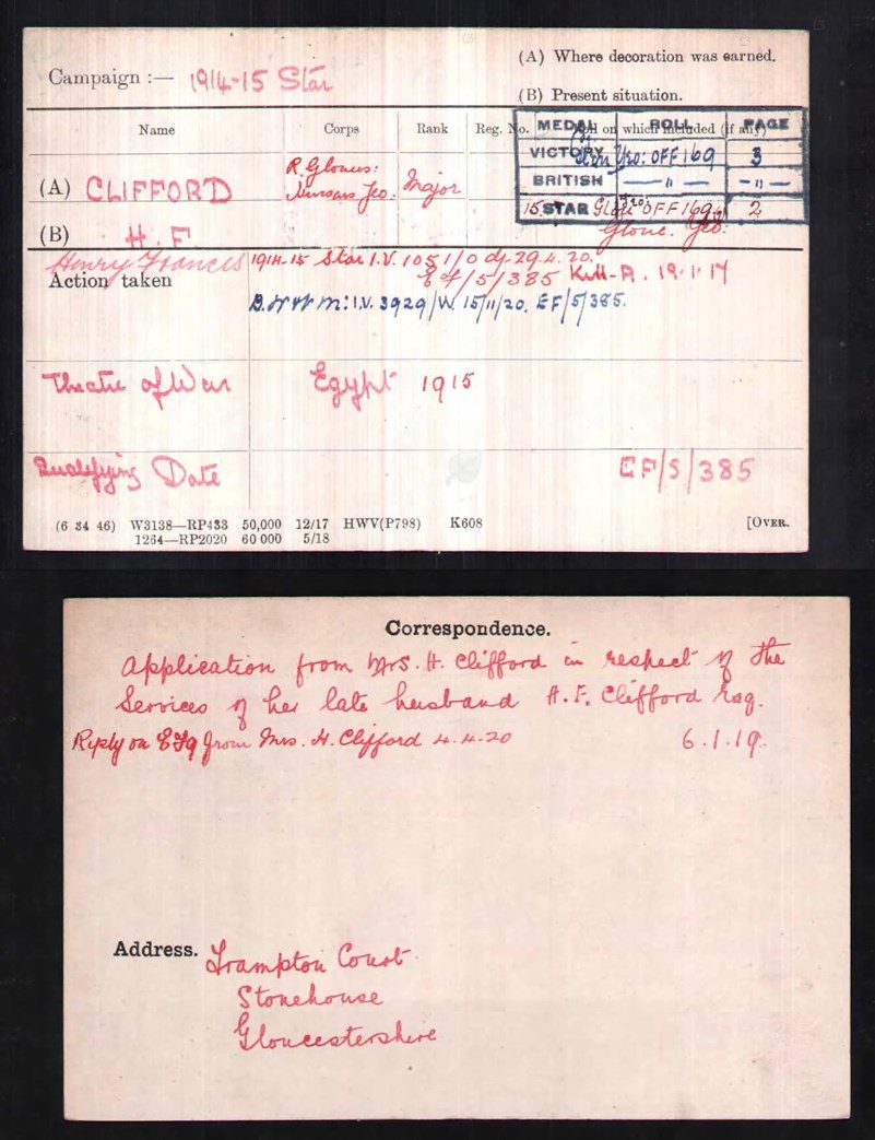 Clifford Henry Fold3 Page 1 British Army World War I Medal Rolls Index Cards 19141920 2