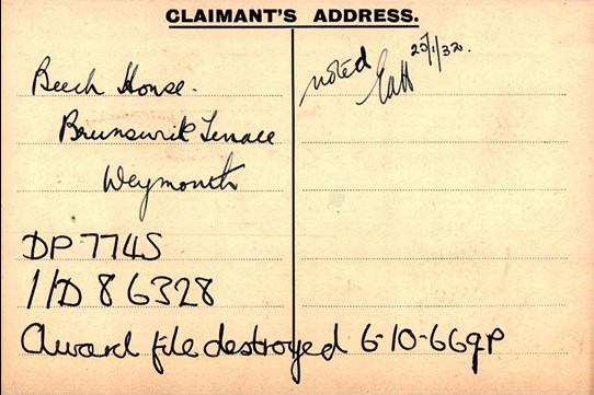 One Of The Pension Record Cards De Tolle Swain 2