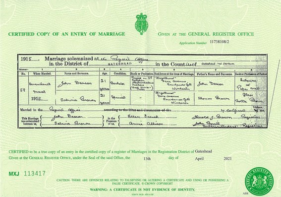 Marriage Certificate