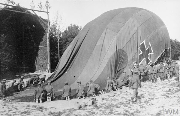 German Troops Inflating An Observation Balloon