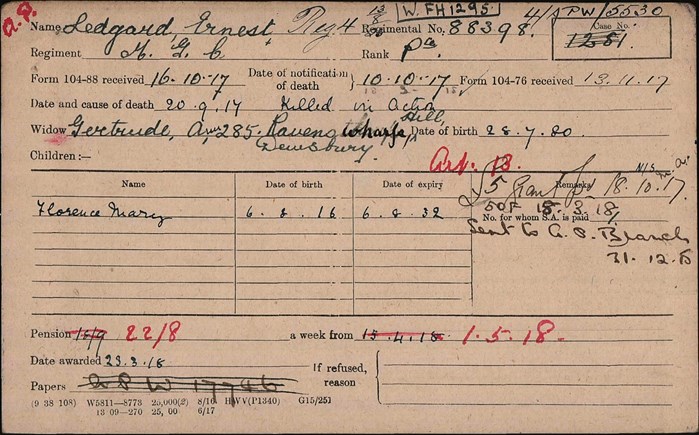 Ernest Ledgard ‘Soldiers Died’ Card