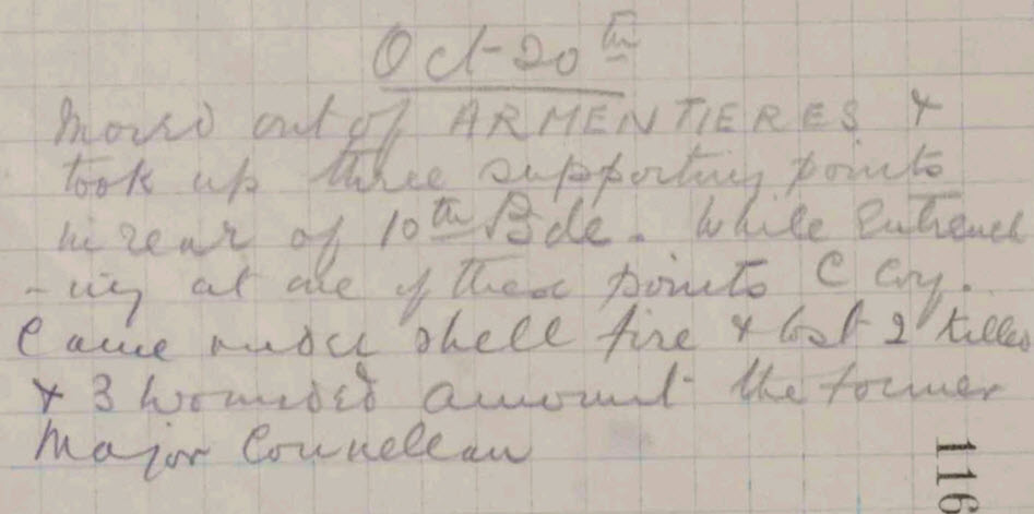 War Diary 'Account Of Operations' 20 October 1914