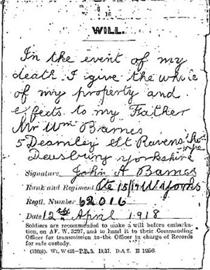 The Will Of John Barnes