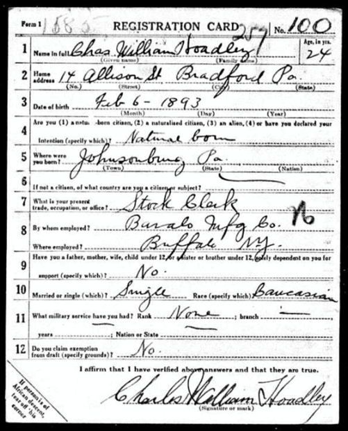 Draft Registration Card
