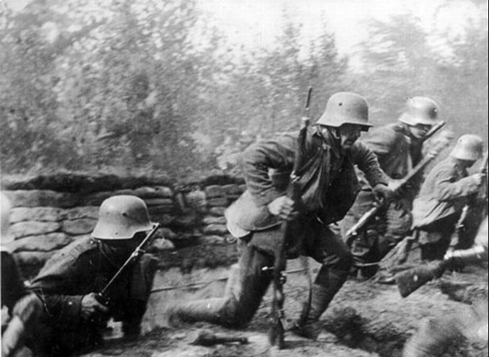 Germans Leaving Trench