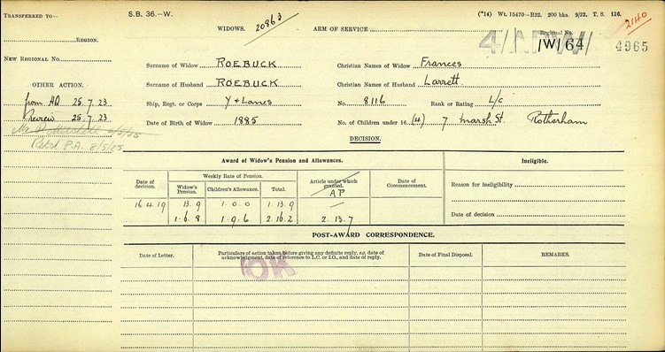Ledger For Larrett Roebuck