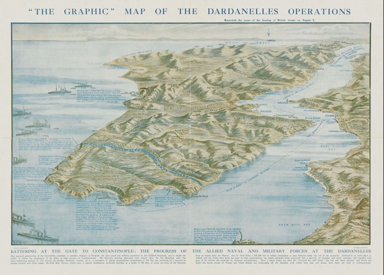 Graphic Map Of The Dardanelles By G.F. Morrell