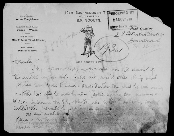 Letter From William De Tolle Swain 1