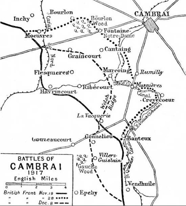 The Battle Of Cambrai General Area (Map Image Courtesy Probert Encyclopedia)