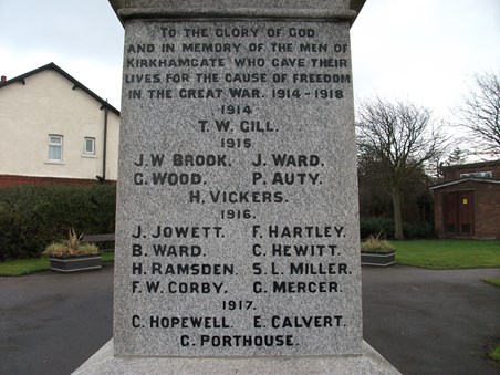 War Memorial, Kirkhamgate