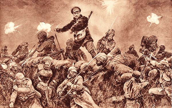 Indian Troops Charging German Positions At Neuve Chapelle, 1915. First Published In 'The Great War' Ed. H.W. Wilson, 1916