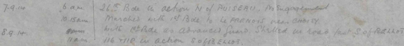 War Diary, 7 8 September 1914