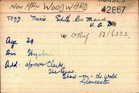 Voluntary Aid Detachment Nurses Card