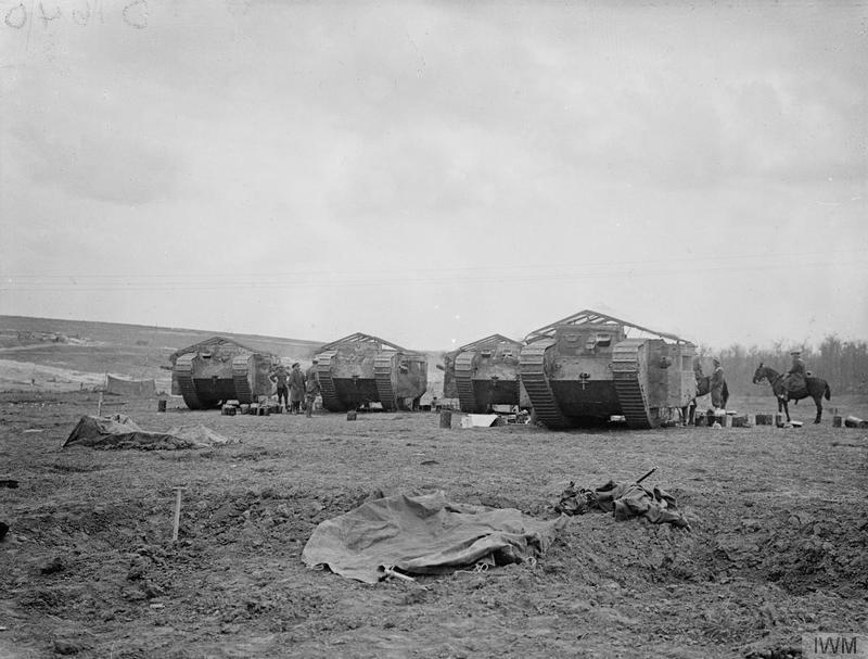 Four Mark I Tanks Ready To Go Into Action 15 September 1916