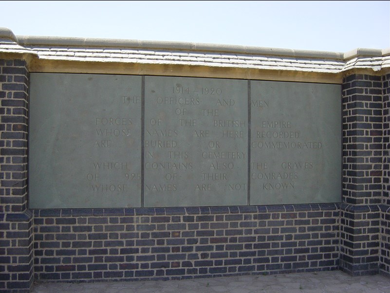 The Inscription At Amara War Cemetery