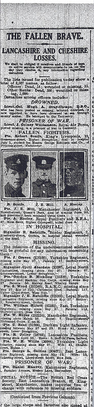 The Fallen Brave', 4Th July 1918 Manchester Evening News