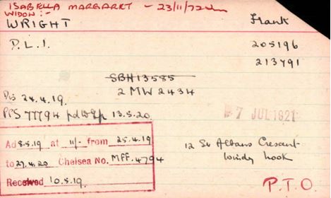 Figure 7 Pension Card Showing Chelsea Claim