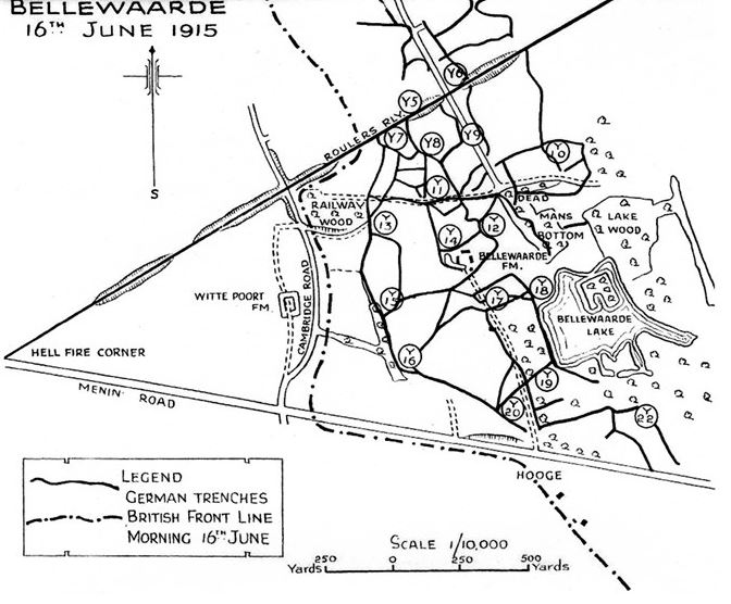 Map Of Bellewaarde 16 June 1915