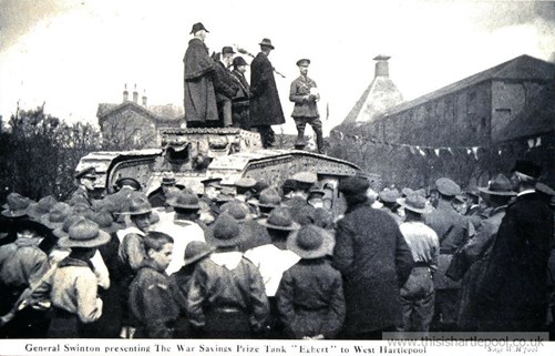 General Swinton Presenting The War Savings Prize Tank Egbert To West Hartlepool