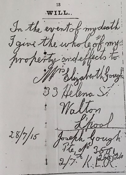 Joseph Gough Soldier Will