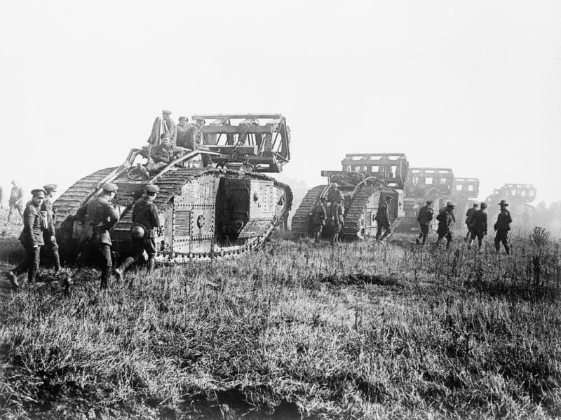 British Mark V Tanks With Crib Fascines 1918