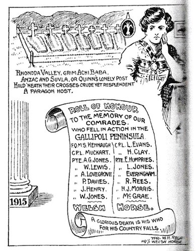 Roll Of Honour Prepared By Trooper W H Regan Of 1:1St Welsh Horse – Courtesy Of Welch Regiment Museum – Copy Of Photograph In Westlake [1996].