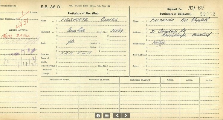 Ledger For George Fieldhouse