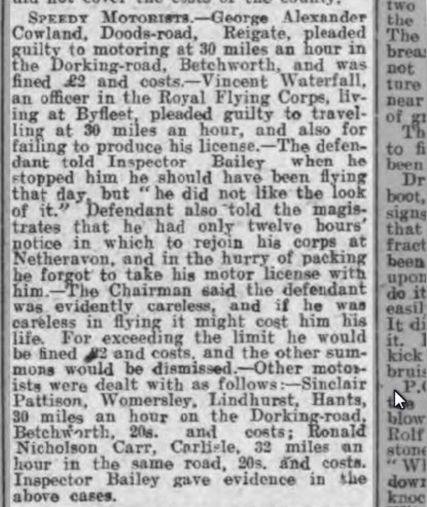 Surrey Mirror Dated 14 July 1914