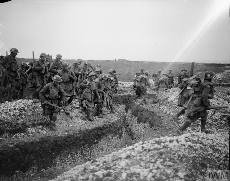 Troops Of The 51St Division Crossing A Trench. Ribecourt, 20 November 1917. IWM (Q 6278)