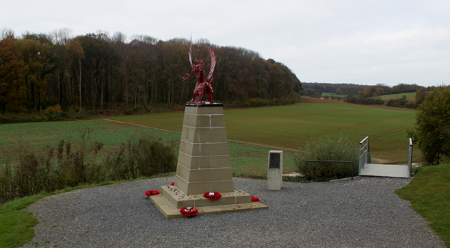 Mametz Wood With The Famous Memorial In The Foreground.