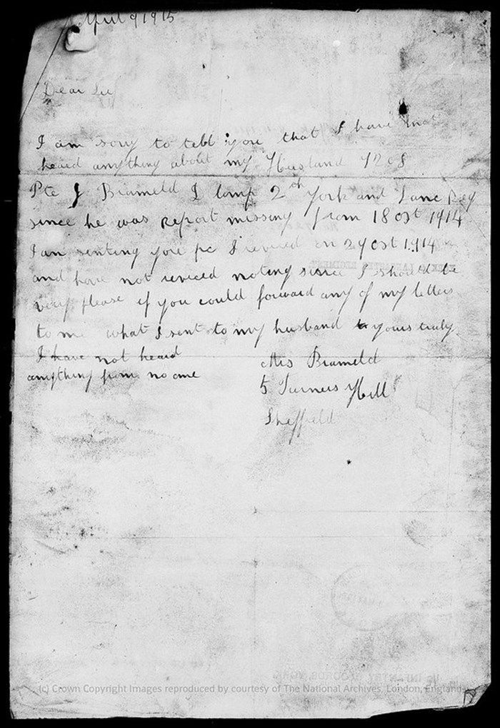 Letter From Rachel Brameld