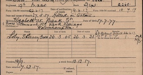 Pension Card For John Cross